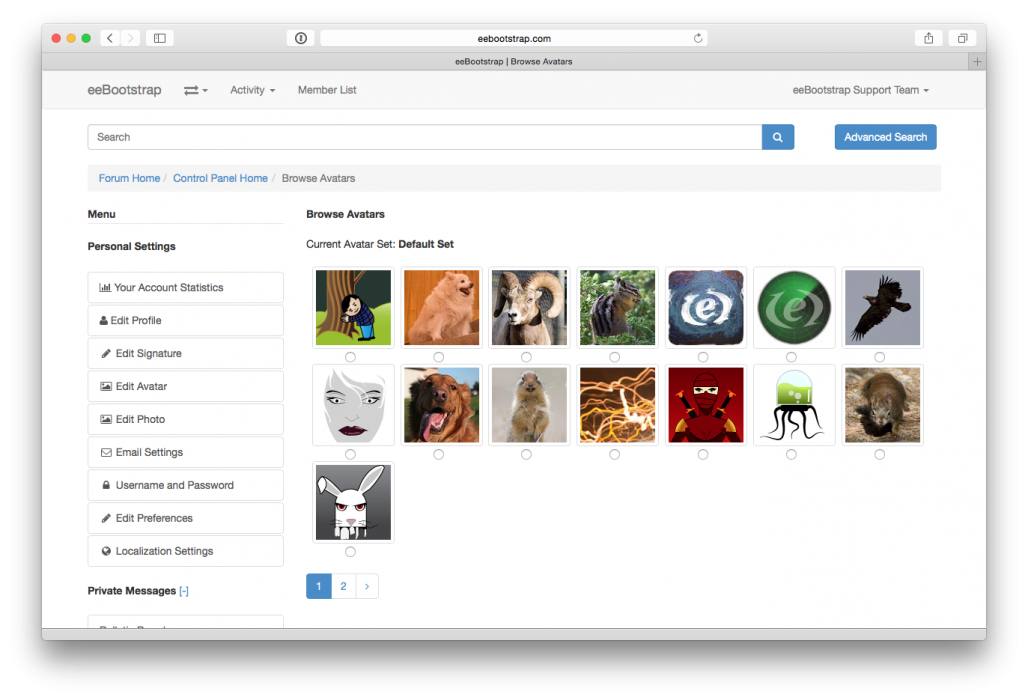 eeBootstrap Browse Avatars