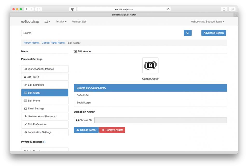 eeBootstrap Edit Avatar