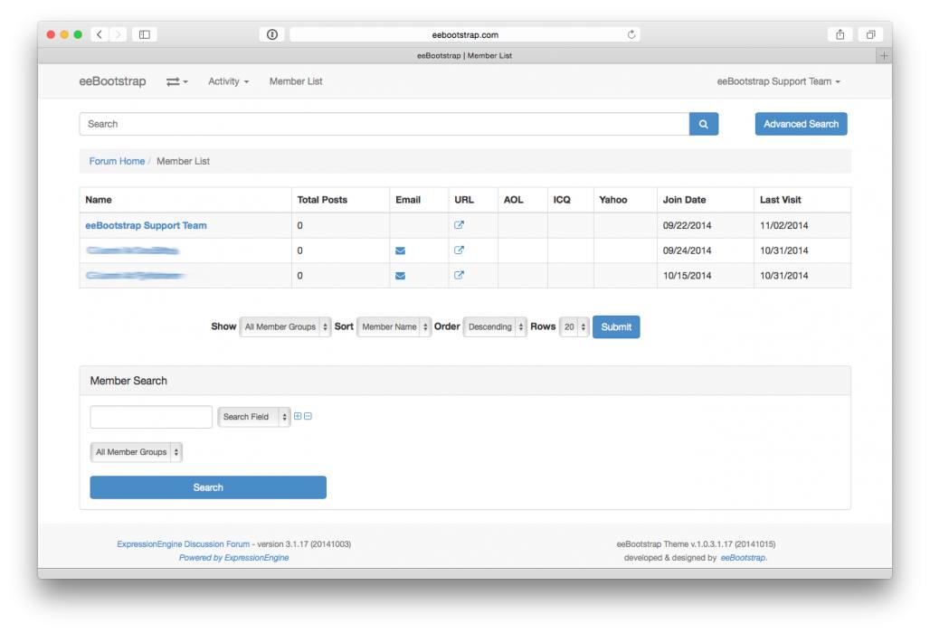 eeBootstrap Member List