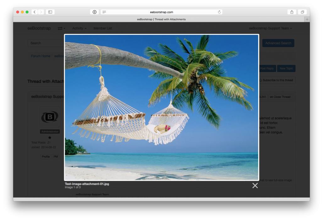 eeBootstrap Thread with Attachments Popup Image
