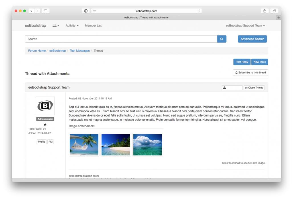 eeBootstrap Thread with Attachments