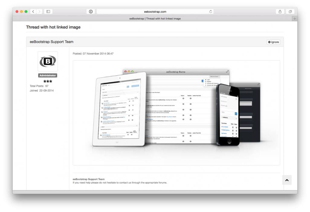 eeBootstrap Thread with hot linked image