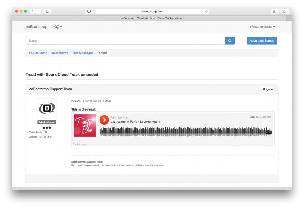eeBootstrap Tread with SoundCloud Track embeded